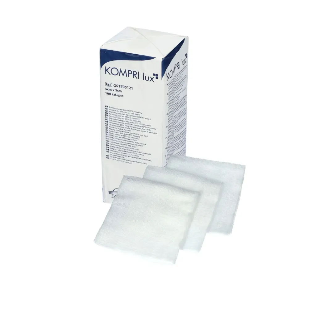 Compresses de gaze non stériles 17 fils 12 plis - 5 cm x 5 cm (boîte de 100)