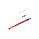Seringue à insuline 1 ml (40 U.I./ml) avec aiguille 0,40 mm x 13 mm, piston rouge (boîte de 100)