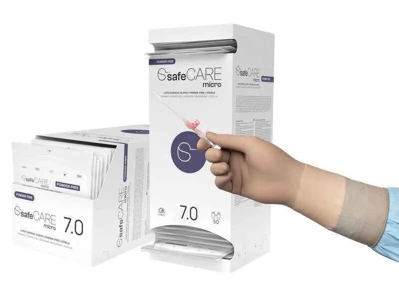 [RCHLBM-70-50-09] Gants de chirurgie latex non poudrés stériles, beige taille 7.0 (boîte de 50 paires)