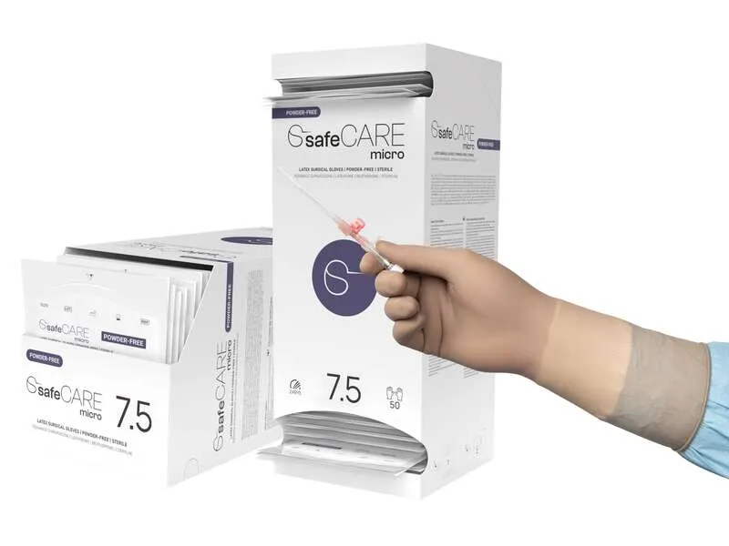 [RCHLBM-75-50-09] Gants de chirurgie latex non poudrés stériles, beige taille 7.5 (boîte de 50 paires)