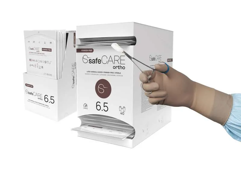 [RCHLBO-65-40-09] Gants de chirurgie latex non poudrés stériles, marron taille 6.5 (boîte de 40 paires)