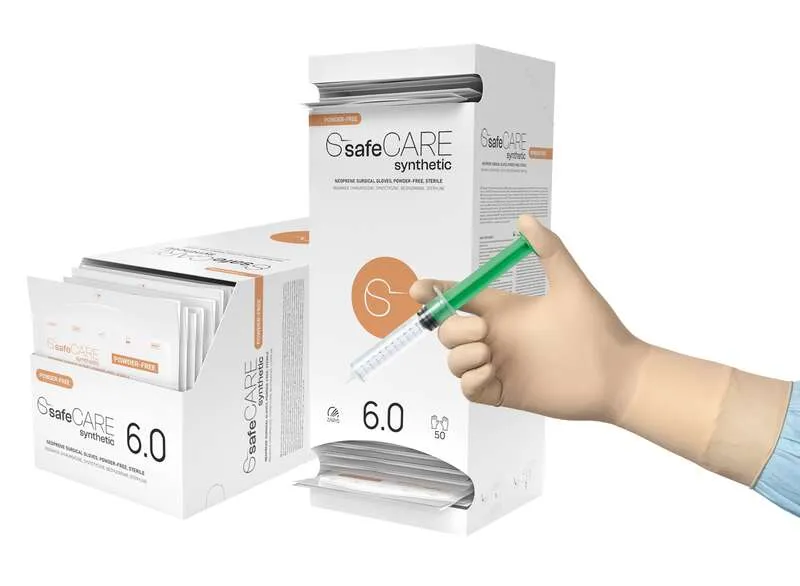 [RCHNB-60-50-09] Gants de chirurgie en néoprène non poudrés stériles, beige taille 6.0 (boîte de 50 paires)