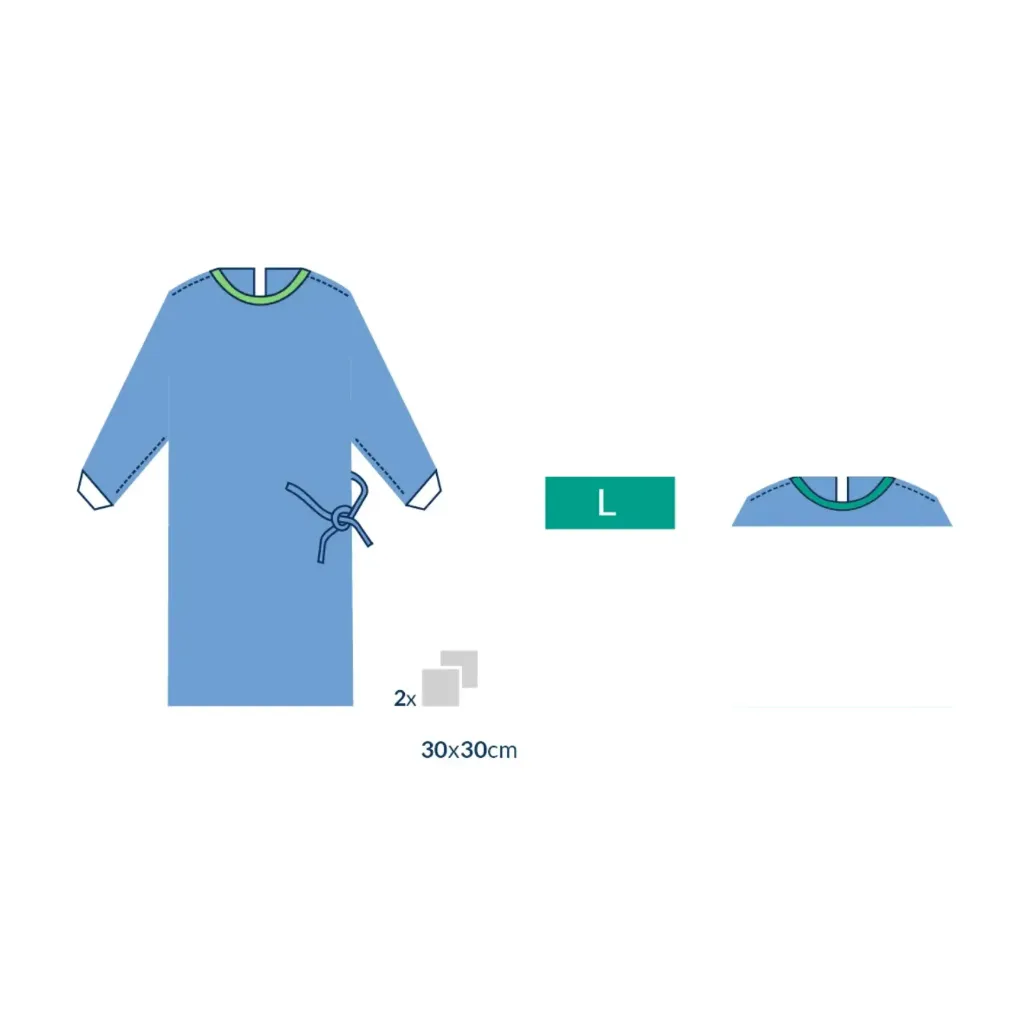 Casaque chirurgicale avec 2 serviettes absorbantes stérile (taille L)