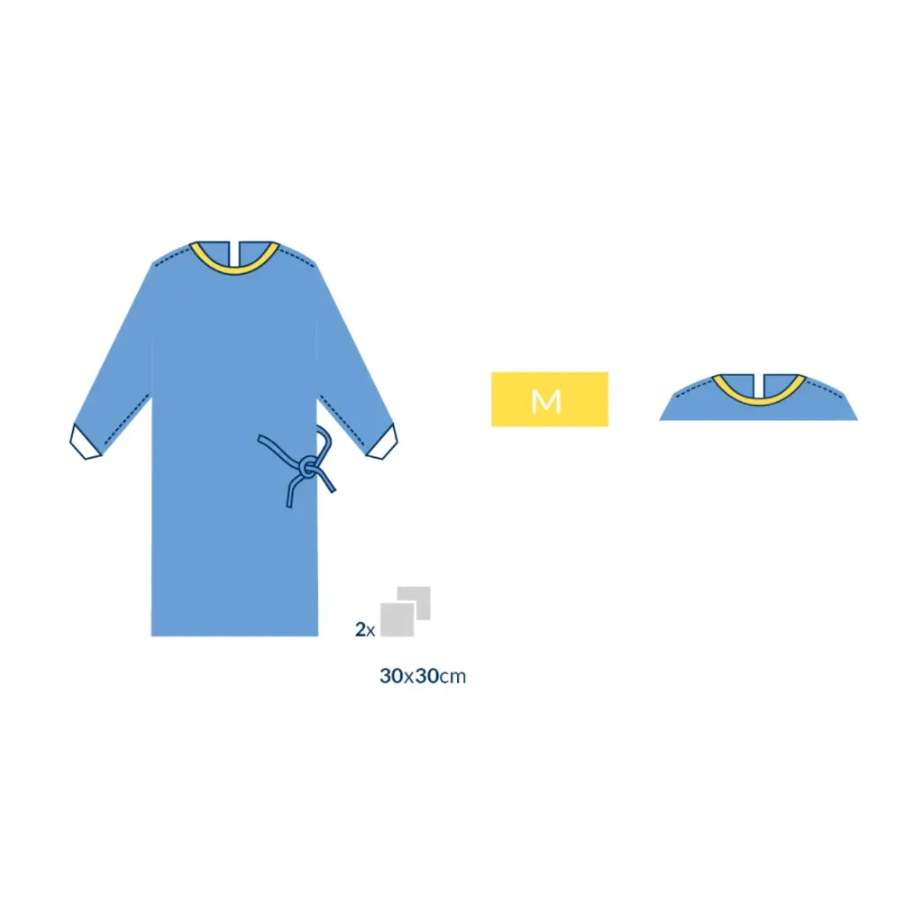 Casaque chirurgicale avec 2 serviettes absorbantes stérile (taille M)