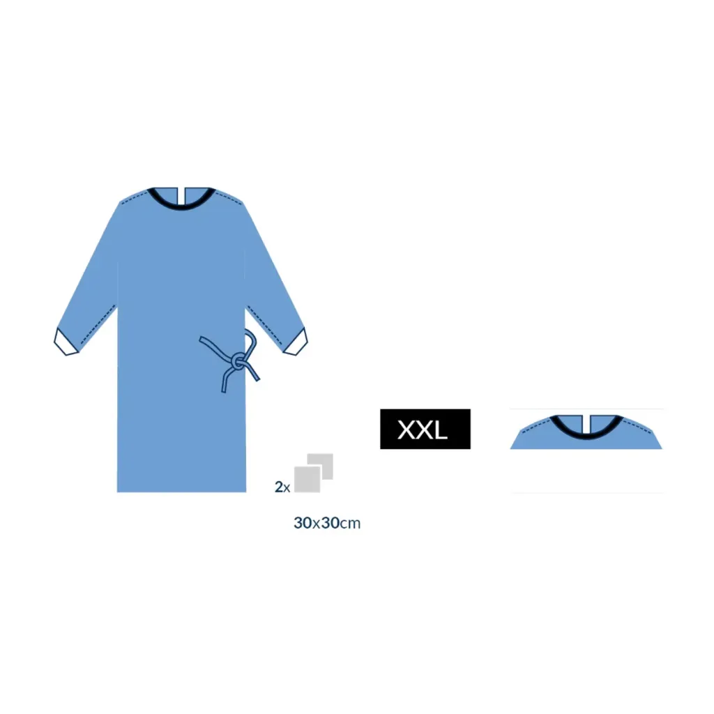 Casaque chirurgicale avec 2 serviettes absorbantes stérile (taille XXL)